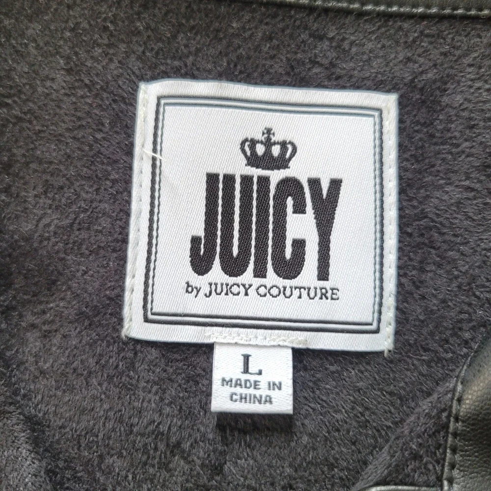 Juicy by Juicy Couture Large Faux Leather‎ Shacket Black Button Front Jacket